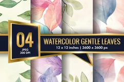 Watercolor Gentle Leaves Digital Paper, Leaf Texture Pattren Product Image 1