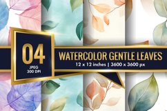 Watercolor Gentle Leaves Digital Paper, Leaf Texture Pattren Product Image 1