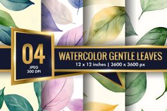 Watercolor Gentle Leaves Digital Paper, Leaf Texture Pattren Product Image 1