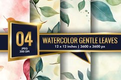 Watercolor Gentle Leaves Digital Paper, Leaf Texture Pattren Product Image 1