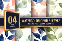 Watercolor Gentle Leaves Digital Paper, Leaf Texture Pattren Product Image 1