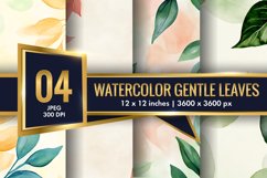 Watercolor Gentle Leaves Digital Paper, Leaf Texture Pattren Product Image 1