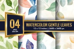 Watercolor Gentle Leaves Digital Paper, Leaf Texture Pattren Product Image 1