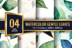 Watercolor Gentle Leaves Digital Paper, Leaf Texture Pattren Product Image 1