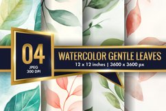 Watercolor Gentle Leaves Digital Paper, Leaf Texture Pattren Product Image 1
