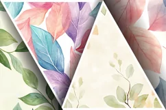 Watercolor Gentle Leaves Digital Paper, Leaf Texture Pattren Product Image 3