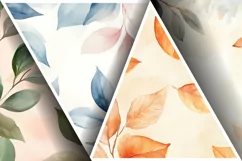 Watercolor Gentle Leaves Digital Paper, Leaf Texture Pattren Product Image 3