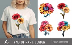 Watercolor Gerbera Flowers Clipart Product Image 1