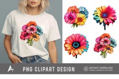 Watercolor Gerbera Flowers Clipart Product Image 1
