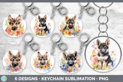 Bundle of six Wild Flowers German Shepherds Keychain designs.
