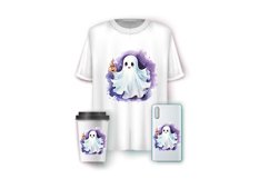 Halloween Watercolor Ghost Sublimation Clipart Design Bundle Product Image 8