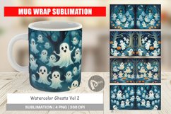 Mug Wrap Design Watercolor Ghosts Product Image 1