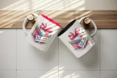 Watercolor gift box note Best Mom Ever Mother Day greeting quote print 20 oz tumbler skinny mug wrap clipart t-shirt sublimation printable design