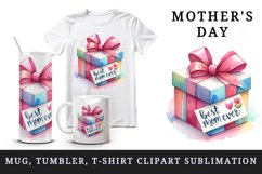 Watercolor gift box note Best Mom Ever Mother Day greeting quote print 20 oz tumbler skinny mug wrap clipart t-shirt sublimation printable design