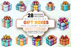 Watercolor Gift Boxes Clipart Bundle Product Image 1