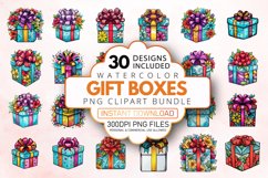 Watercolor Gift Boxes Clipart Bundle Product Image 1