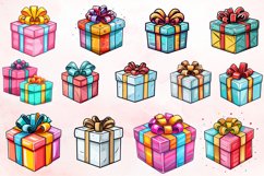Watercolor Gift Boxes Clipart Bundle Product Image 2