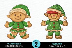 Watercolor Gingerbread Girl PNG Set Clipart Product Image 1