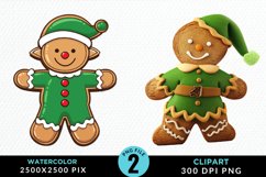 Watercolor Gingerbread Girl PNG Set Clipart Product Image 1