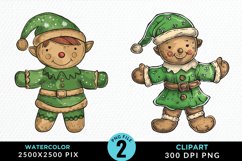 Watercolor Gingerbread Girl PNG Set Clipart Product Image 1