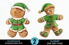 Watercolor Gingerbread Girl PNG Set Clipart Product Image 1
