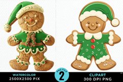 Watercolor Gingerbread Girl PNG Set Clipart Product Image 1