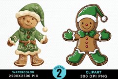 Watercolor Gingerbread Girl PNG Set Clipart Product Image 1