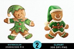 Watercolor Gingerbread Girl PNG Set Clipart Product Image 1