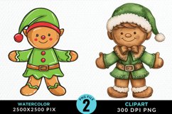 Watercolor Gingerbread Girl PNG Set Clipart Product Image 1