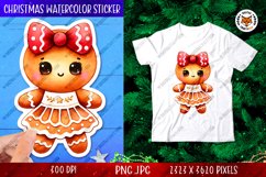 Christmas Gingerbread Girl Sticker PNG, Kawaii Sublimation Product Image 1