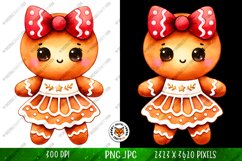 Christmas Gingerbread Girl Sticker PNG, Kawaii Sublimation Product Image 2