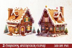 Watercolor Gingerbread House Clipart, Gingerbread Product Image 1