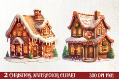Watercolor Gingerbread House Clipart, Gingerbread Product Image 1