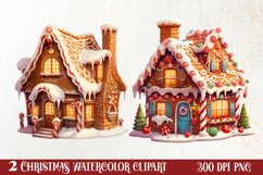 Watercolor Gingerbread House Clipart, Gingerbread Product Image 1