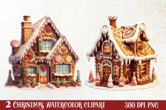 Watercolor Gingerbread House Clipart, Gingerbread Product Image 1