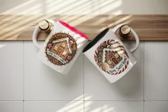 Watercolor gingerbread house home Merry Christmas quote New Year winter print tumbler skinny mug wrap clipart t-shirt sublimation printable design png