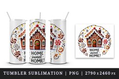 Watercolor gingerbread house home Merry Christmas quote New Year winter print tumbler skinny mug wrap clipart t-shirt sublimation printable design png