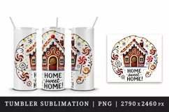 Watercolor gingerbread house home Merry Christmas quote New Year winter print tumbler skinny mug wrap clipart t-shirt sublimation printable design png