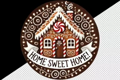 Watercolor gingerbread house home Merry Christmas quote New Year winter print tumbler skinny mug wrap clipart t-shirt sublimation printable design png