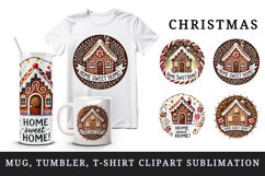 Watercolor gingerbread house home Merry Christmas quote New Year winter print tumbler skinny mug wrap clipart t-shirt sublimation printable design png