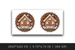 Watercolor gingerbread house home Merry Christmas quote New Year winter print tumbler skinny mug wrap clipart t-shirt sublimation printable design png