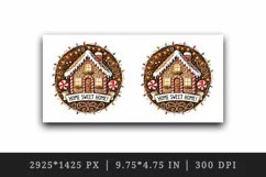 Watercolor gingerbread house home Merry Christmas quote New Year winter print tumbler skinny mug wrap clipart t-shirt sublimation printable design png