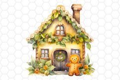 Watercolor Gingerbread House Sublimation Clipart