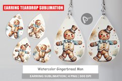 Earring Teardrop Watercolor Gingerbread Man Product Image 1