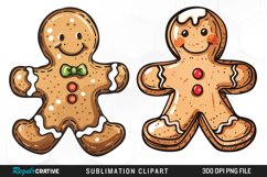 Watercolor Gingerbread Man Fun Clipart Product Image 1