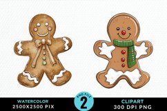 Watercolor Gingerbread Man Art Clipart Product Image 1