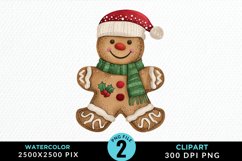 Watercolor Gingerbread Man Art Clipart Product Image 1