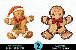 Watercolor Gingerbread Man Art Clipart Product Image 1