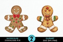 Watercolor Gingerbread Man Art Clipart Product Image 1