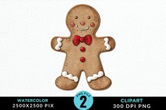 Watercolor Gingerbread Man PNG Clipart Product Image 1